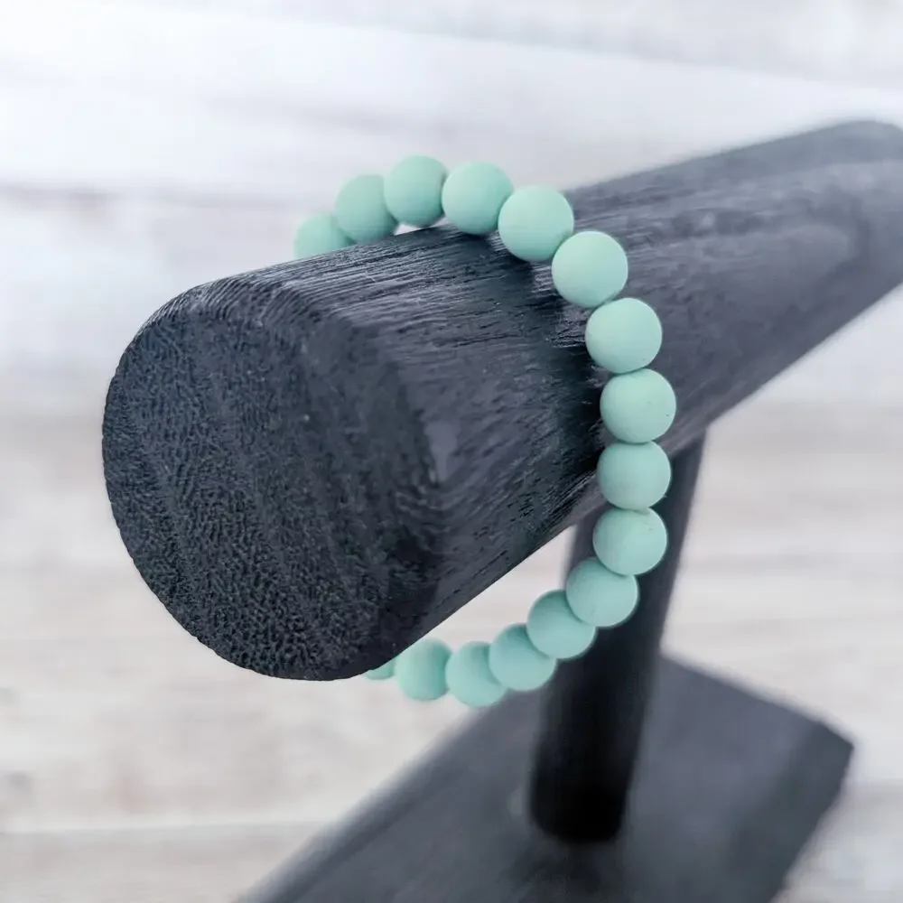 Vintage Bracelet Pastel Teal Green Stretch Bracelet